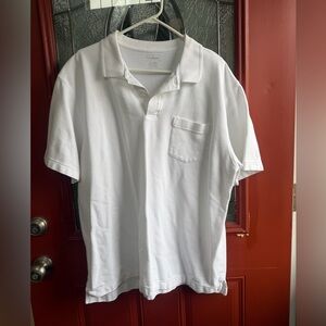 L.L. Bean Men’s White Short-Sleeve Polo with Chest Pocket